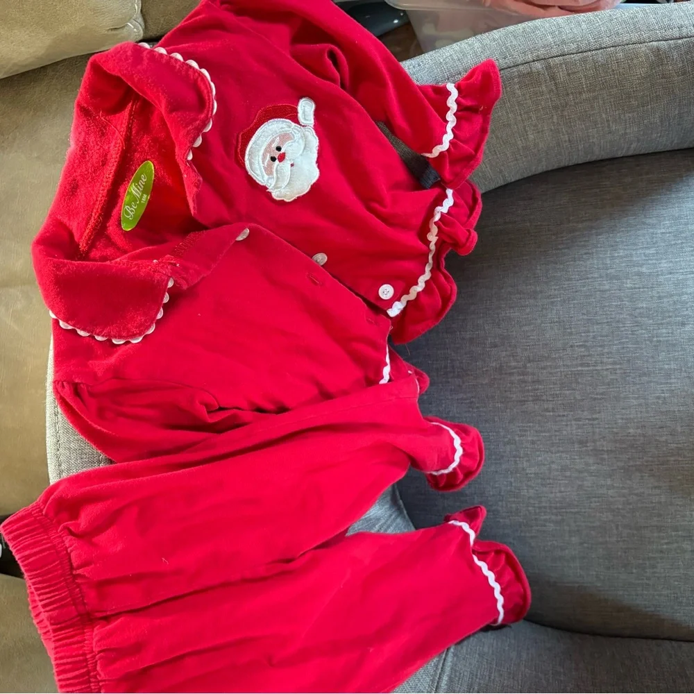 Festive Red Striped Santa Kids Pajama Set - Picture 11 of 15
